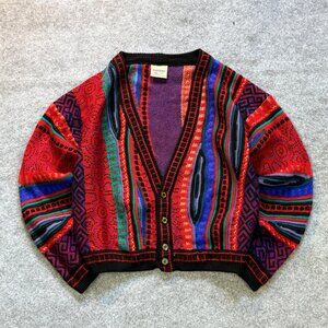 Vintage Corroboree Australia 3D Knit Coogi-Style Cardigan - L